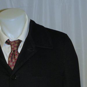 Great Scott Angora Blend Black Brushed Flannel Three Button Top Coat 46